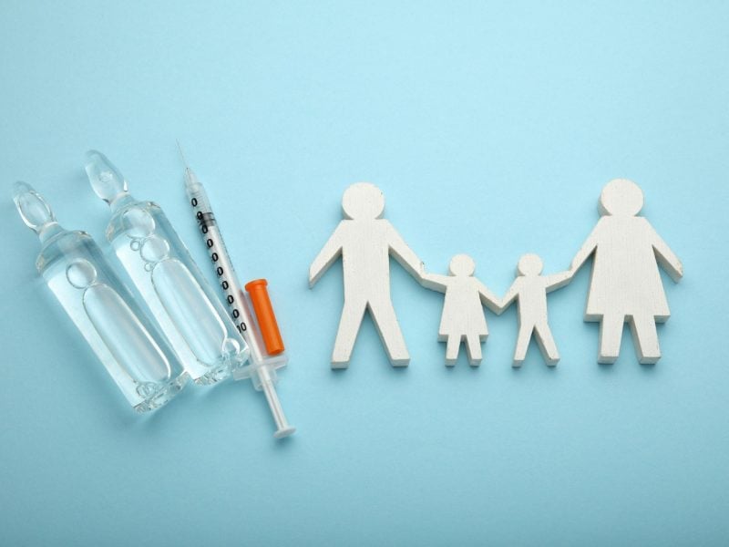 Family immunization concept. Flu vaccine for children.